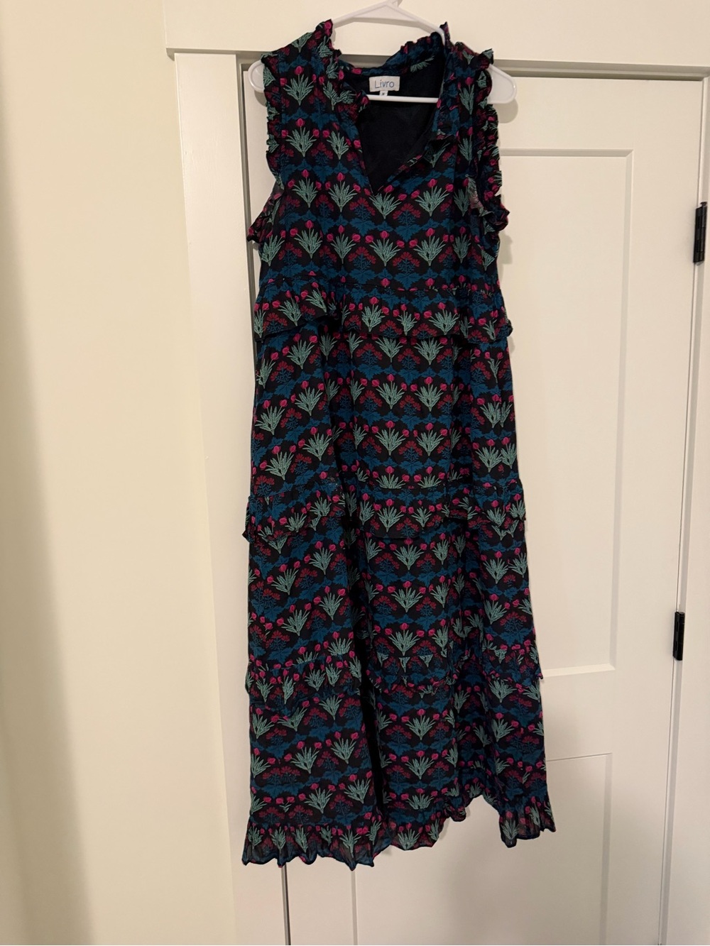 LIVELY Navy Floral Ruffle Maxi Dress for Girls
